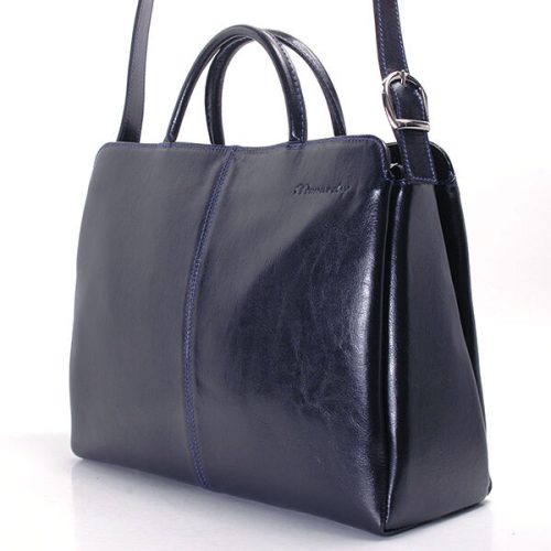  Modrá dámska kožená kabelka cez rameno Monarchy Rosalina 34x24cm