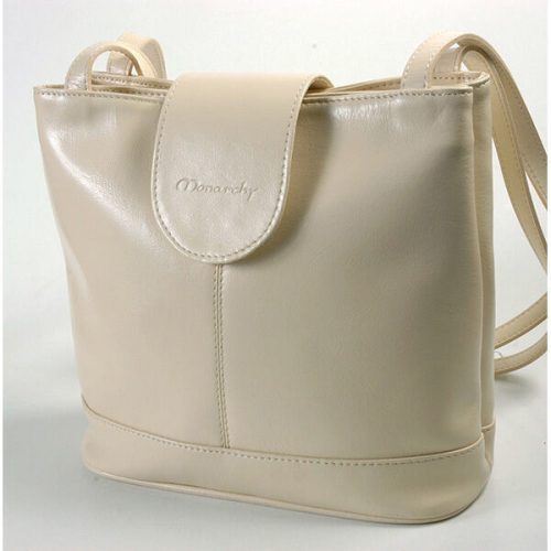  Dámska kožená kabelka cez rameno Monarchy Marina krémovej farby 27x25cm