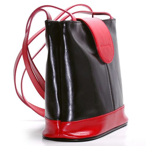  Monarchy Marina čierno-červená dámska kožená taška cez rameno 27x25cm