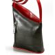  Čierno-červená dámska kožená kabelka cez rameno Monarchy Trixi s asymetrickým vrchom 23 x 25 cm.