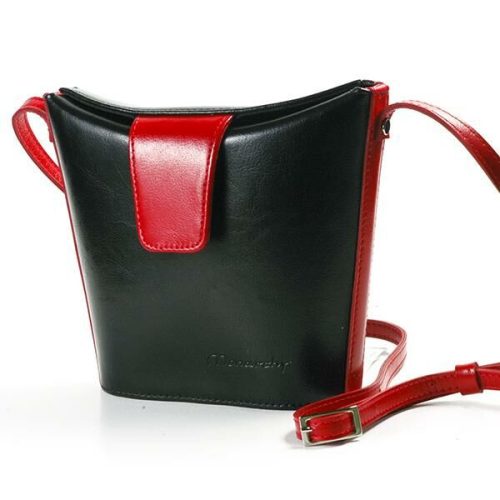  Monarchy Karolina čierno-červená dámska kožená kabelka cez rameno 22 x 18 cm.