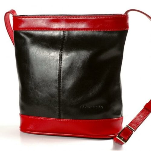  Monarchy Lola čierno-červená dámska kožená taška cez rameno 29,5 x 27 cm.