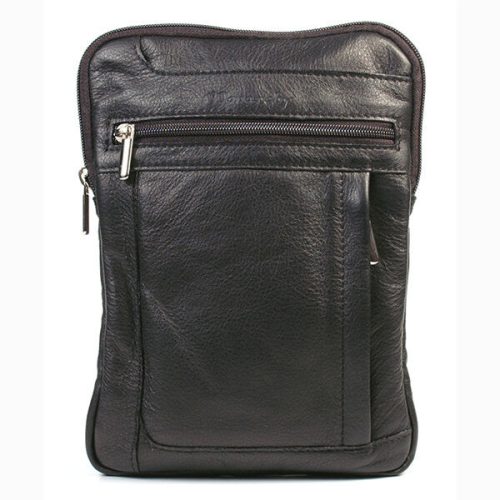  Kožená bočná kabelka Monarchy "Marco", taška cez rameno, čierna farba