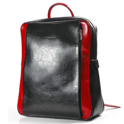 Dámsky čierno-červený kožený ruksak Monarchy Rubina 29x35cm