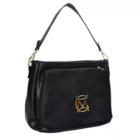    Massimo Contti Elena čierna dámska vláknitá kožená kabelka, taška cez rameno