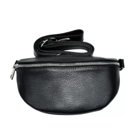    Maxmoda Aida Talianska dámska čierna kožená kabelka na opasok, crossbody 22,5×14 cm