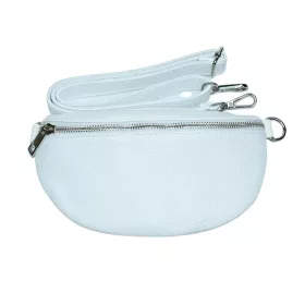    Maxmoda Aida Talianska dámska biela kožená kabelka na opasok, crossbody 22,5×14 cm