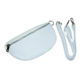    Maxmoda Aida Talianska dámska biela kožená kabelka na opasok, crossbody 22,5×14 cm