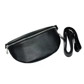    Maxmoda Aida Talianska dámska čierna kožená kabelka na opasok, crossbody 22,5×14 cm