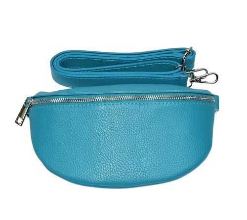  Maxmoda Aida Talianska dámska tyrkysová kožená kabelka na opasok, crossbody 22,5×14 cm