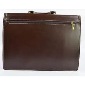    Maxmoda Talianska dvojkomorová tmavohnedá pánska kožená aktovka 40 x 29 cm.