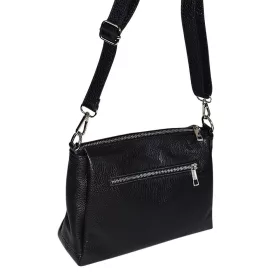    Maxmoda Cara malá dámska čierna kožená kabelka, taška cez rameno 27 × 17,5 cm