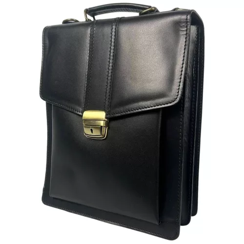  Maxmoda pánska príručná taška z talianskej hovädzej kože tmavohnedej farby 26 x 31 cm.