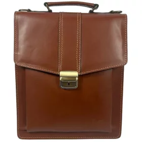    Maxmoda pánska príručná taška z talianskej hovädzej kože tmavohnedej farby 26 x 31 cm.