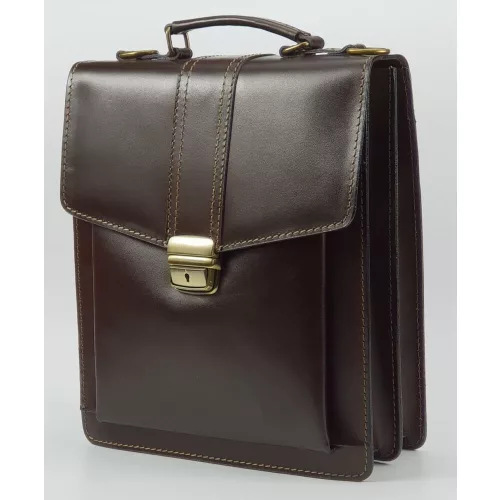  Maxmoda pánska príručná taška z talianskej hovädzej kože tmavohnedej farby 26 x 31 cm.