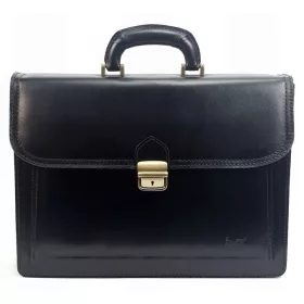    Maxmoda vrecko na akordeón, dvojité, čierna kožená aktovka pre mužov 40 x 29 cm.