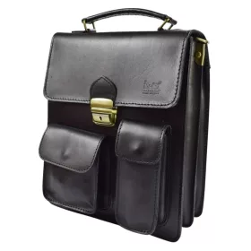    Pánska bočná taška z talianskej čiernej hovädzej kože Maxmoda 24,5 x 33,5 cm.