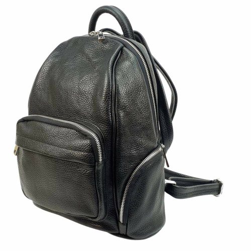  Maxmoda Mona čierny dámsky kožený ruksak 33x28 cm