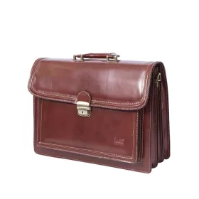    Maxmoda Talianska trojkomorová hnedá pánska kožená aktovka 40 x 29 cm.