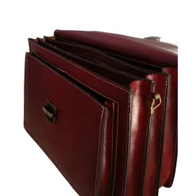    Maxmoda Talianska trojkomorová hnedá pánska kožená aktovka 40 x 29 cm.