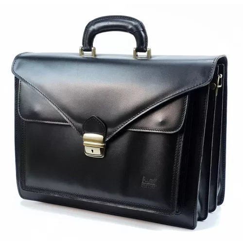  Maxmoda Giorgio trojkomorová pánska talianska kožená aktovka do V 40 x 29 cm.