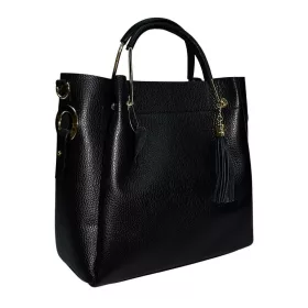    Maxmoda Edita Talianska dámska čierna kožená kabelka, taška cez rameno