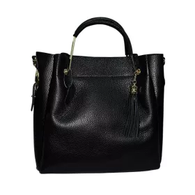    Maxmoda Edita Talianska dámska čierna kožená kabelka, taška cez rameno