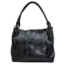    Maxmoda Camelia Talianska dámska čierna kroko kabelka, taška cez rameno