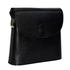    Talianska dámska čierna kožená módna kabelka cez rameno Maxmoda