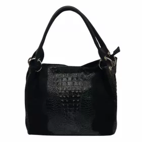    Maxmoda Bella Talianska dámska čierna módna taška cez rameno z kroko kože