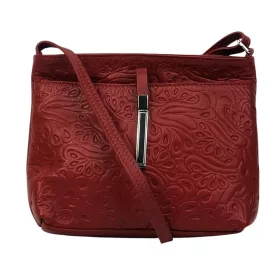    Maxmoda Lina Talianska dámska kožená taška cez rameno s červenou potlačou