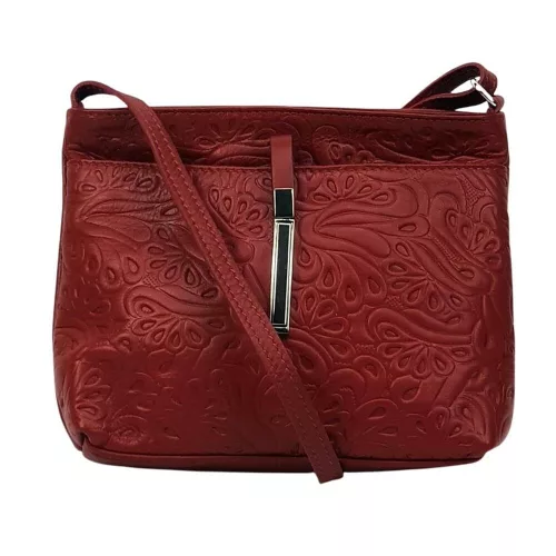  Maxmoda Lina Talianska dámska kožená taška cez rameno s červenou potlačou