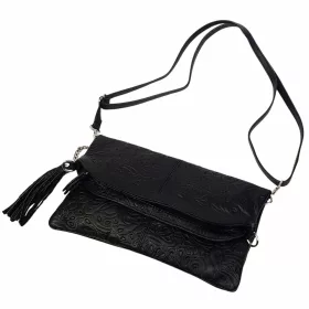    Talianska dámska vzorovaná kožená taška cez rameno Maxmoda Lulu čiernej farby