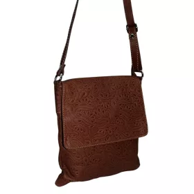    Maxmoda Ciri Talianska dámska hnedá kožená taška cez rameno s potlačou