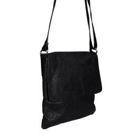    Maxmoda Ciri Talianska dámska čierna kožená taška cez rameno s potlačou