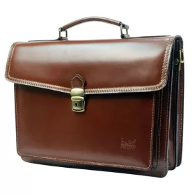    Maxmoda koňaková hnedá talianska kožená aktovka 34 × 25 cm