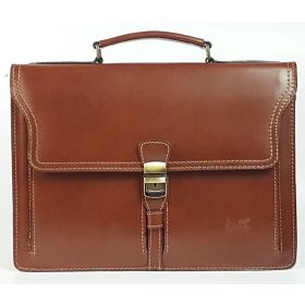    Maxmoda koňaková hnedá Talianska kožená dámska aktovka 34 × 25 cm