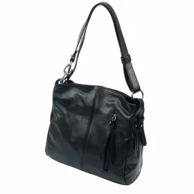    Talianska dámska čierna kožená taška cez rameno Maxmoda Elba