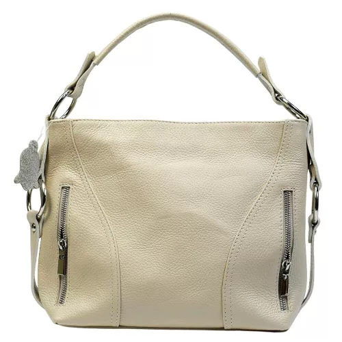  Talianska dámska béžová kožená kabelka cez rameno Maxmoda Divina
