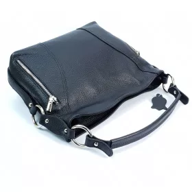    Maxmoda Divina Talianska dámska čierna kožená taška cez rameno