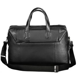    Piquadro luxusný kvalitný čierny kožený 3-komorový notebook, aktovka 15,6" 44 x 32 cm