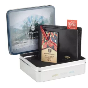    Peterson čierna pánska kožená peňaženka s RFID ochranou 12×9,5 cm