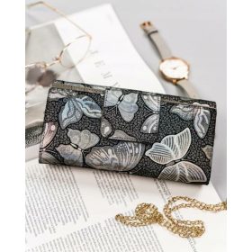    Vzorovaná, sivá dámska kožená peňaženka Peterson s RFID ochranou 19,5×10 cm