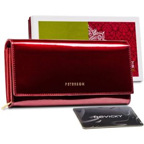    Peterson tmavočervená dámska lakovaná peňaženka s RFID ochranou 18,5×11 cm