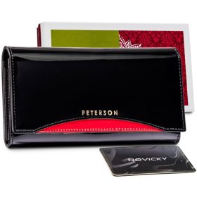   Peterson čierno-červená dámska lakovaná peňaženka s RFID ochranou 18,5×9,5 cm