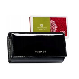    Peterson veľká čierna dámska lakovaná peňaženka RFID 18×9,5 cm