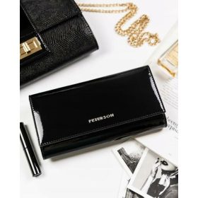    Peterson veľká čierna dámska lakovaná peňaženka RFID 18×9,5 cm