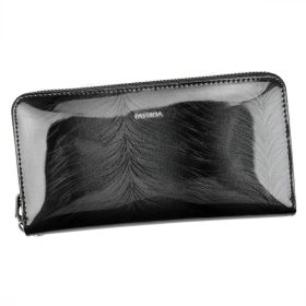    Vzor Patrizia, tmavošedá dámska lakovaná peňaženka 19,5 × 10,5 cm