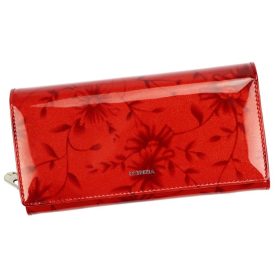    Dámska peňaženka Patrizia s kvetinovým vzorom červená lakovaná 19 × 10 cm