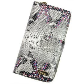    Dámska sivá kožená peňaženka Patrizia s kroko vzorom, RFID 9,5 × 16,5 cm